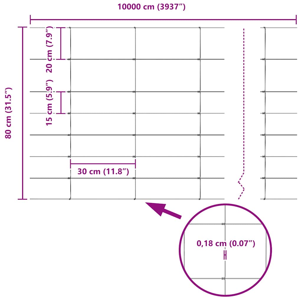 Ground Fix Geschweißter Drahtzaun 100 x 0,8 m (B x H)