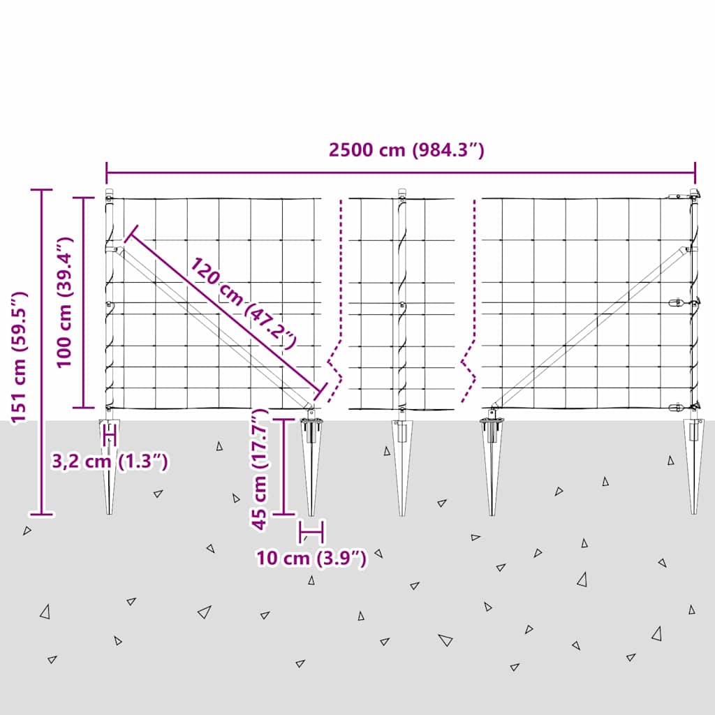 Schweißdrahtzaun mit Spikes 25 x 1 m (B x H)