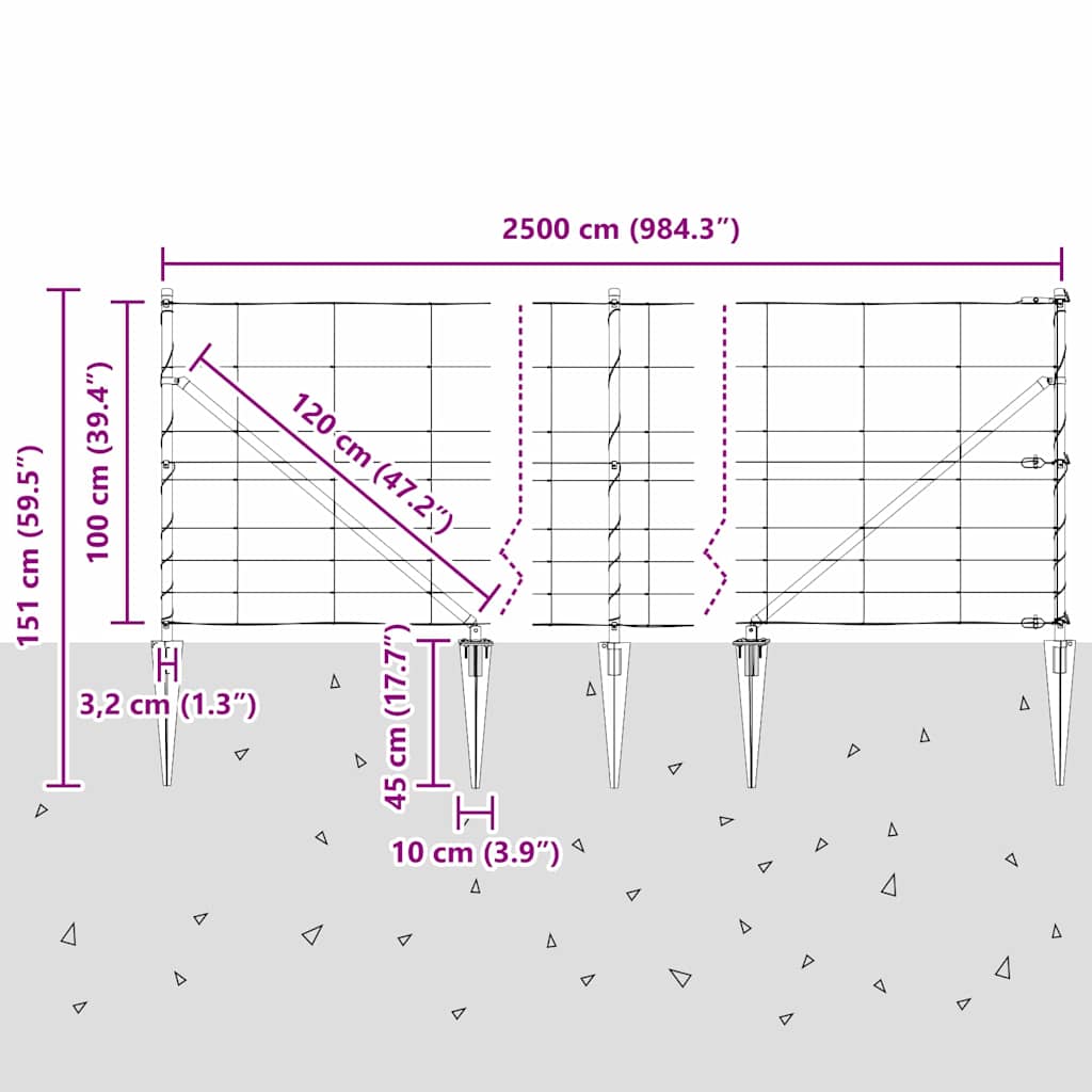 Schweißdrahtzaun mit Spikes 25 x 1 m (B x H)