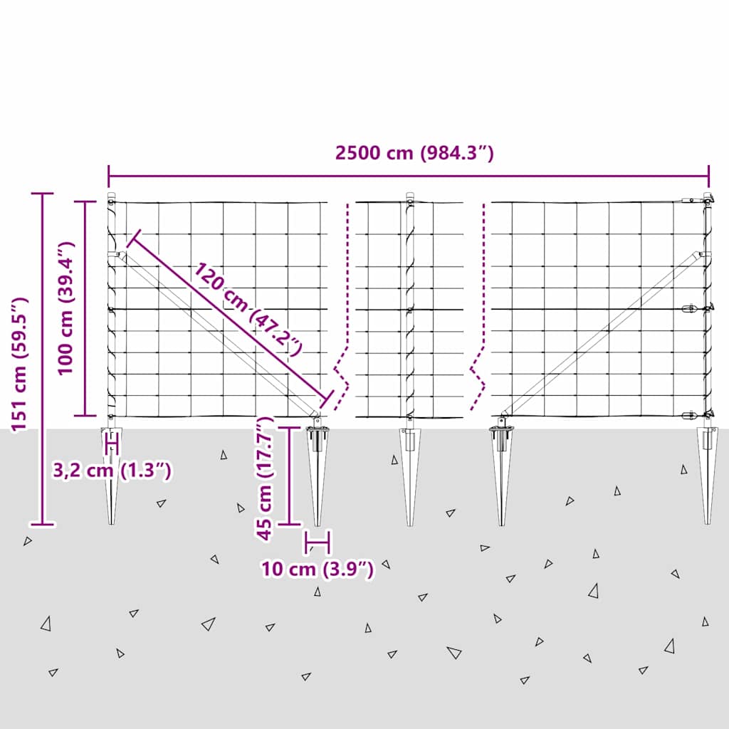 Schweißdrahtzaun mit Spikes 25 x 1 m (B x H)