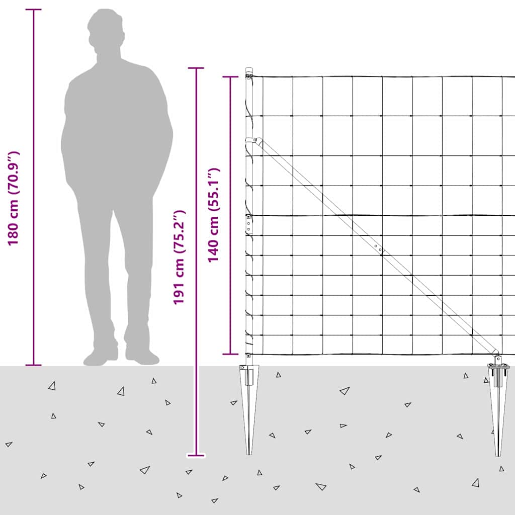 Schweißdrahtzaun mit Spikes 25 x 1,4 m (B x H)