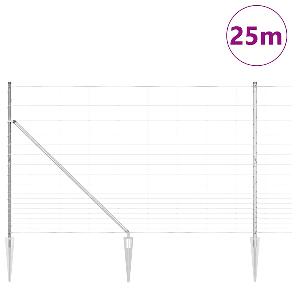 Schweißdrahtzaun mit Spikes 25 x 1,5 m Verzinkter Stahl Silber
