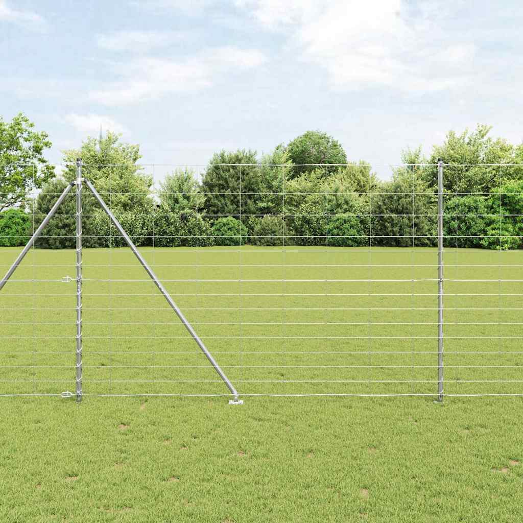 Schweißdrahtzaun mit Spikes 25 x 1,6 m Verzinkter Stahl Silber