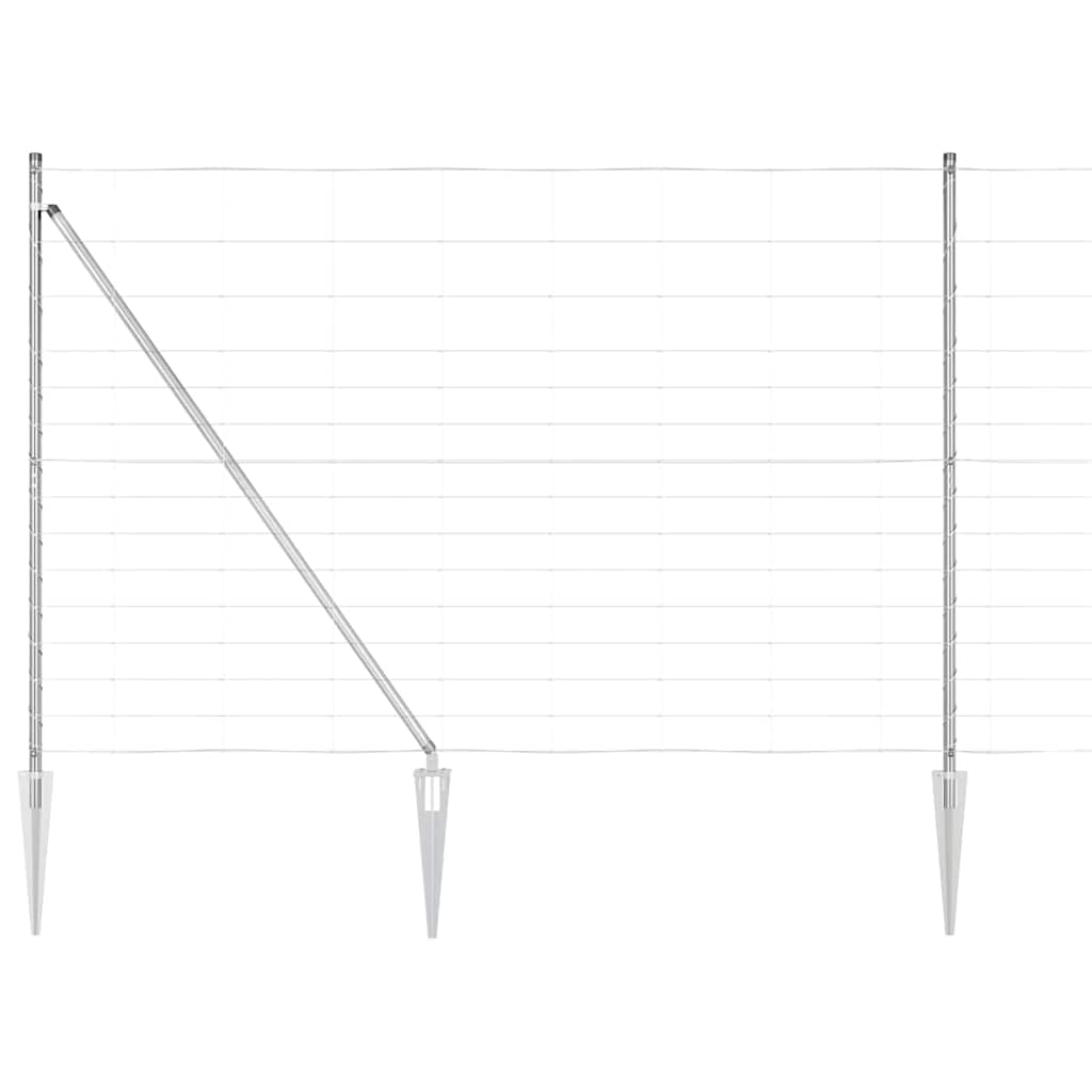 Schweißdrahtzaun mit Spikes 25 x 1,6 m Verzinkter Stahl Silber