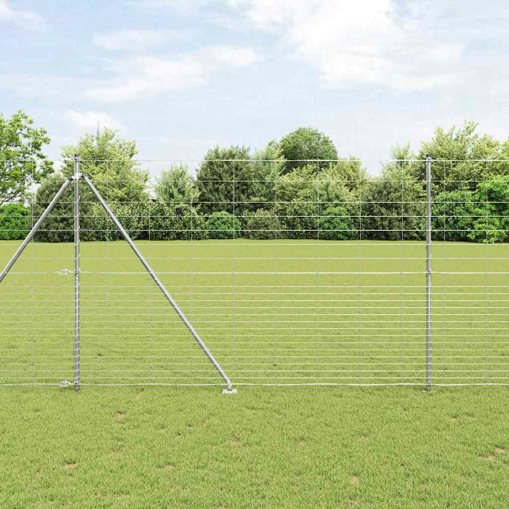 Schweißdrahtzaun mit Spikes 25 x 1,6 m Verzinkter Stahl Silber