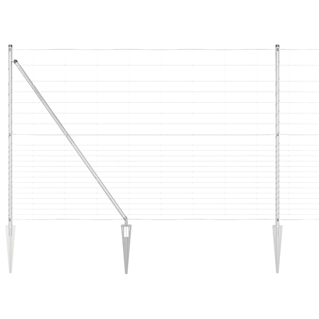 Schweißdrahtzaun mit Spikes 25 x 1,6 m Verzinkter Stahl Silber