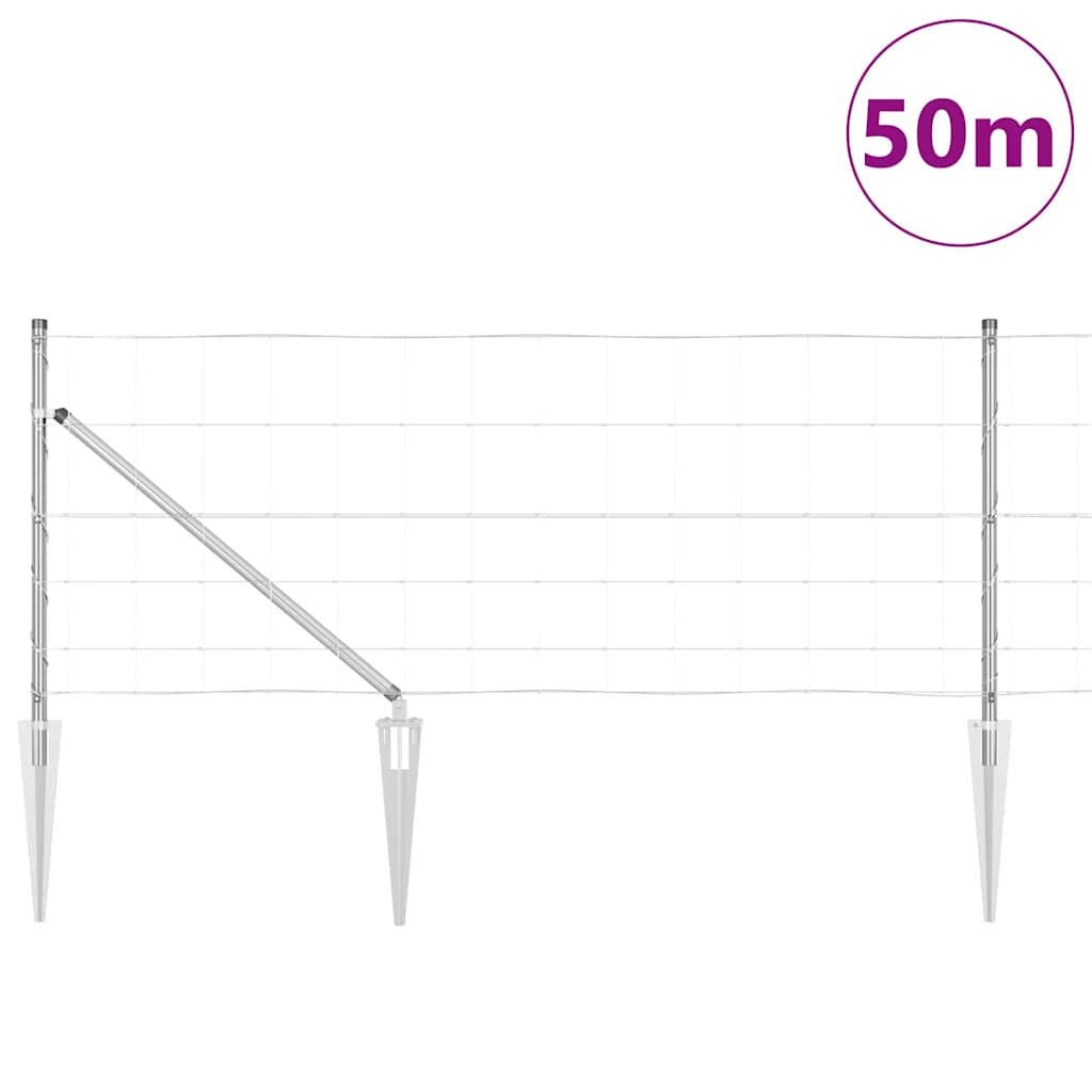 Schweißdrahtzaun mit Spikes 50 x 0,8 m Verzinkter Stahl Silber