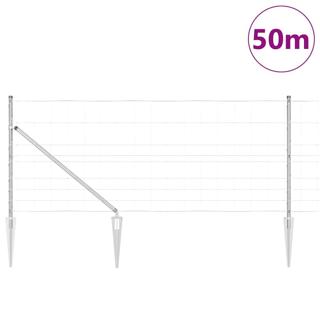 Schweißdrahtzaun mit Spikes 50 x 1 m Verzinkter Stahl Silber