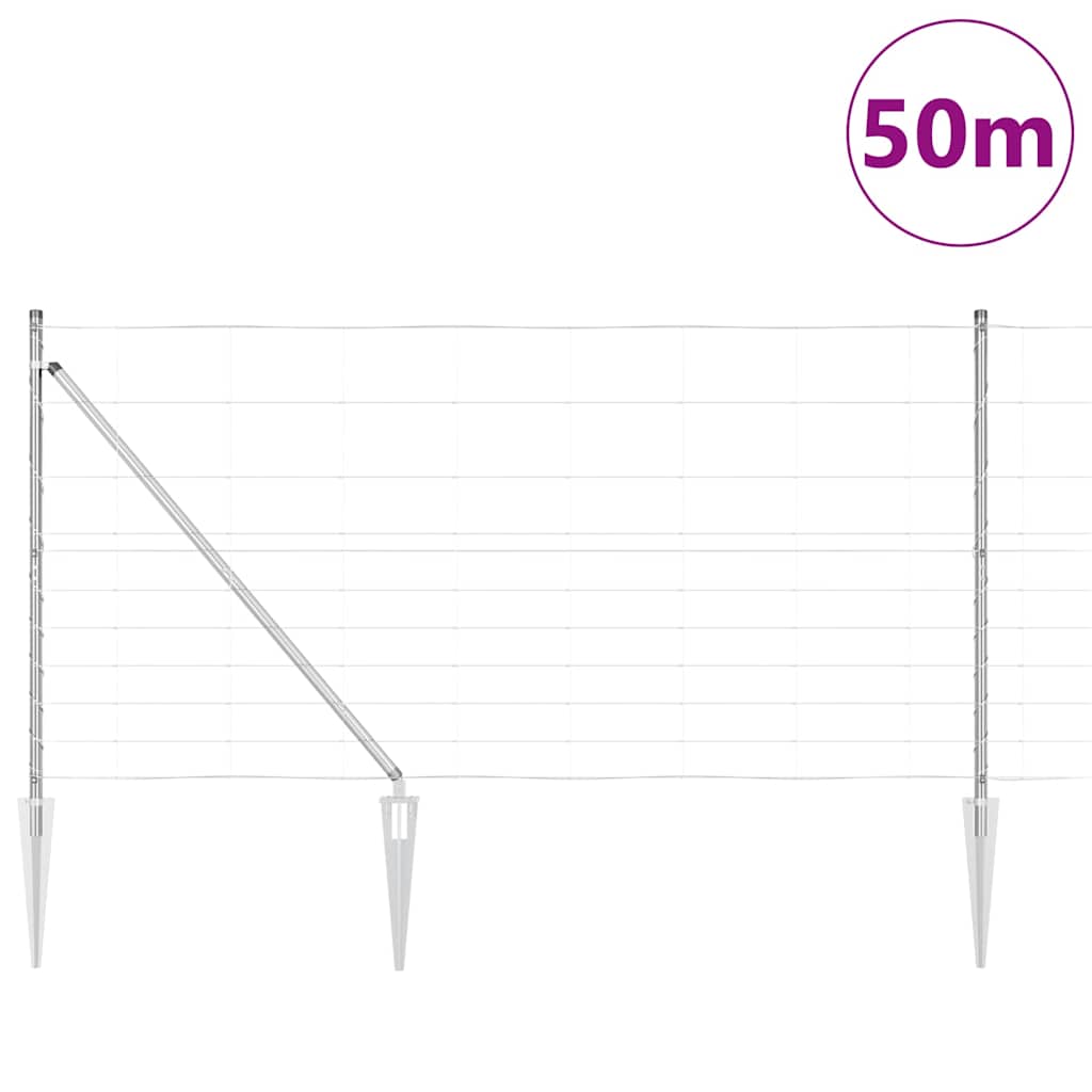 Schweißdrahtzaun mit Spikes 50 x 1,2 m Verzinkter Stahl Silber