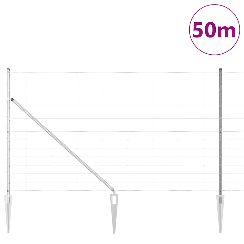 Schweißdrahtzaun mit Spikes 50 x 1,4 m Verzinkter Stahl Silber