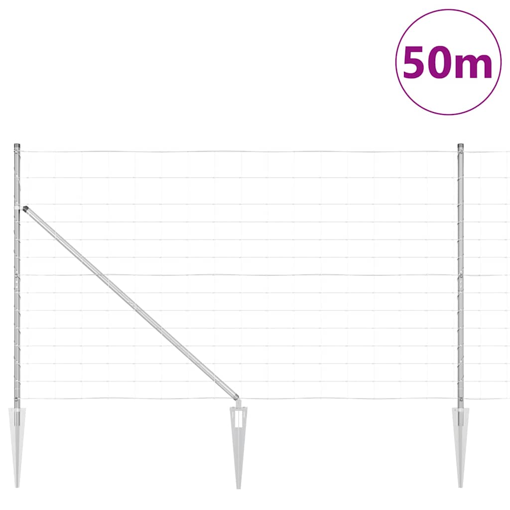 Schweißdrahtzaun mit Spikes 50 x 1,2 m Verzinkter Stahl Silber