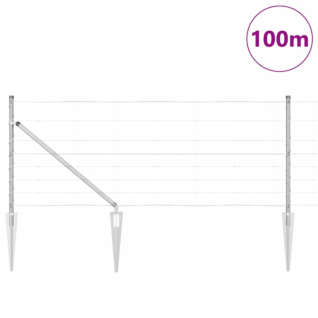 Schweißdrahtzaun mit Spikes 100 x 0,8 m Verzinkter Stahl Silber