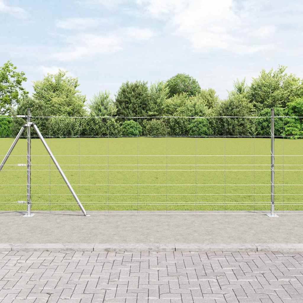 Geschweißter Drahtzaun mit Betonfundament 25 x 1 m Silber Netz