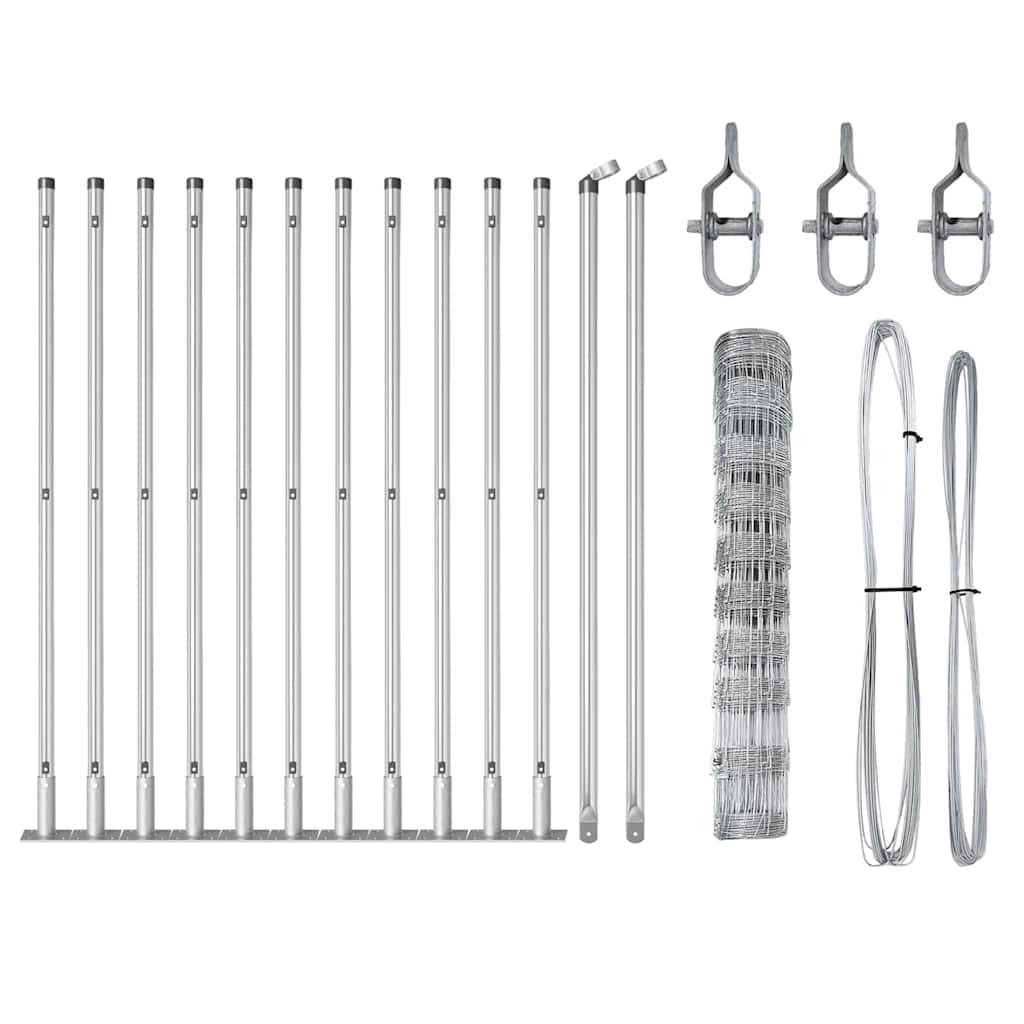 Geschweißter Drahtzaun mit Betonfundament 25 x 1 m Silber Netz