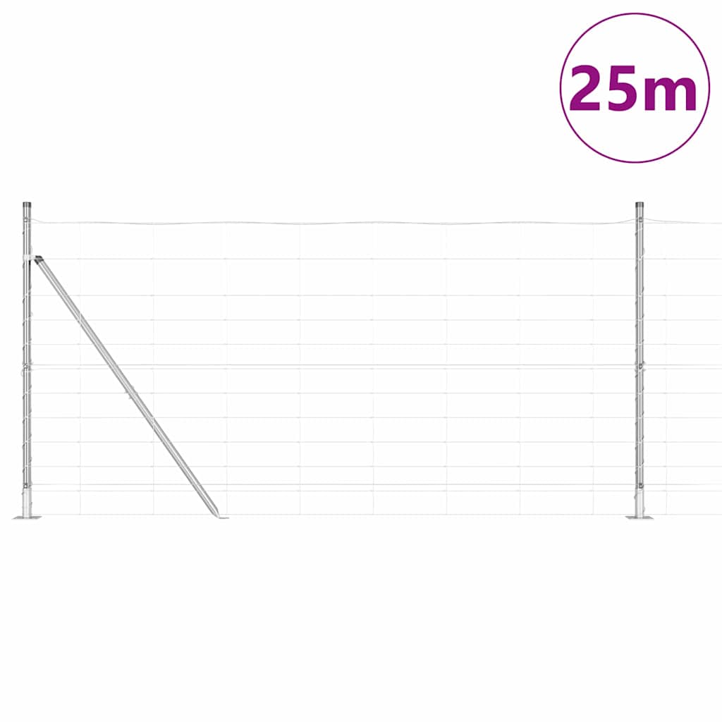 Geschweißter Drahtzaun mit Betonfundament 25 x 1,2 m Silber