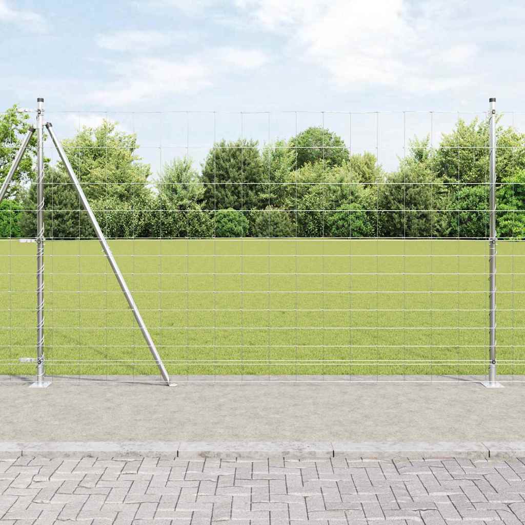 Geschweißter Drahtzaun mit Betonfundament 25 x 1,5 m Silber
