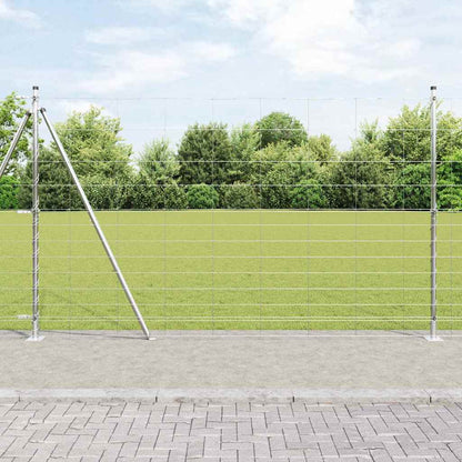 Geschweißter Drahtzaun mit Betonfundament 25 x 1,5 m Silber