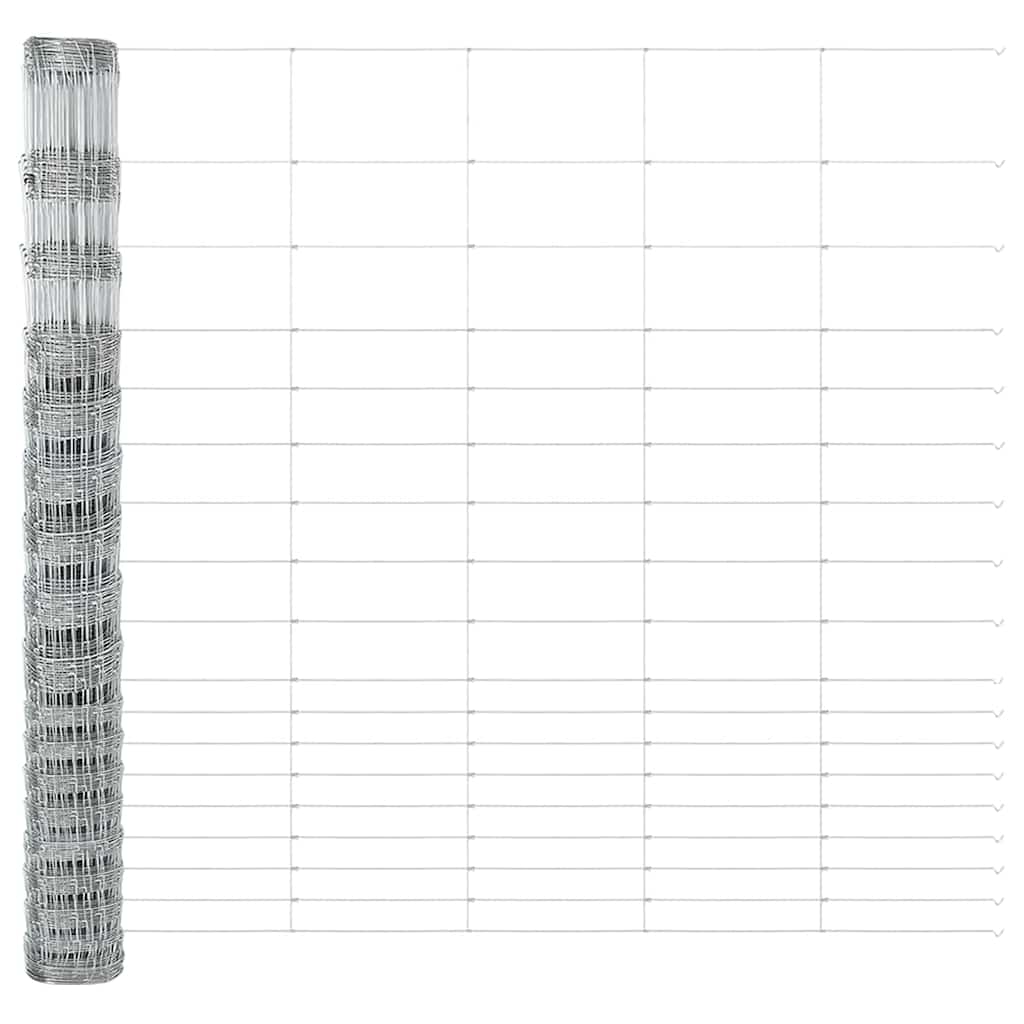 Geschweißter Drahtzaun mit Betonfundament 25 x 1,5 m Silber
