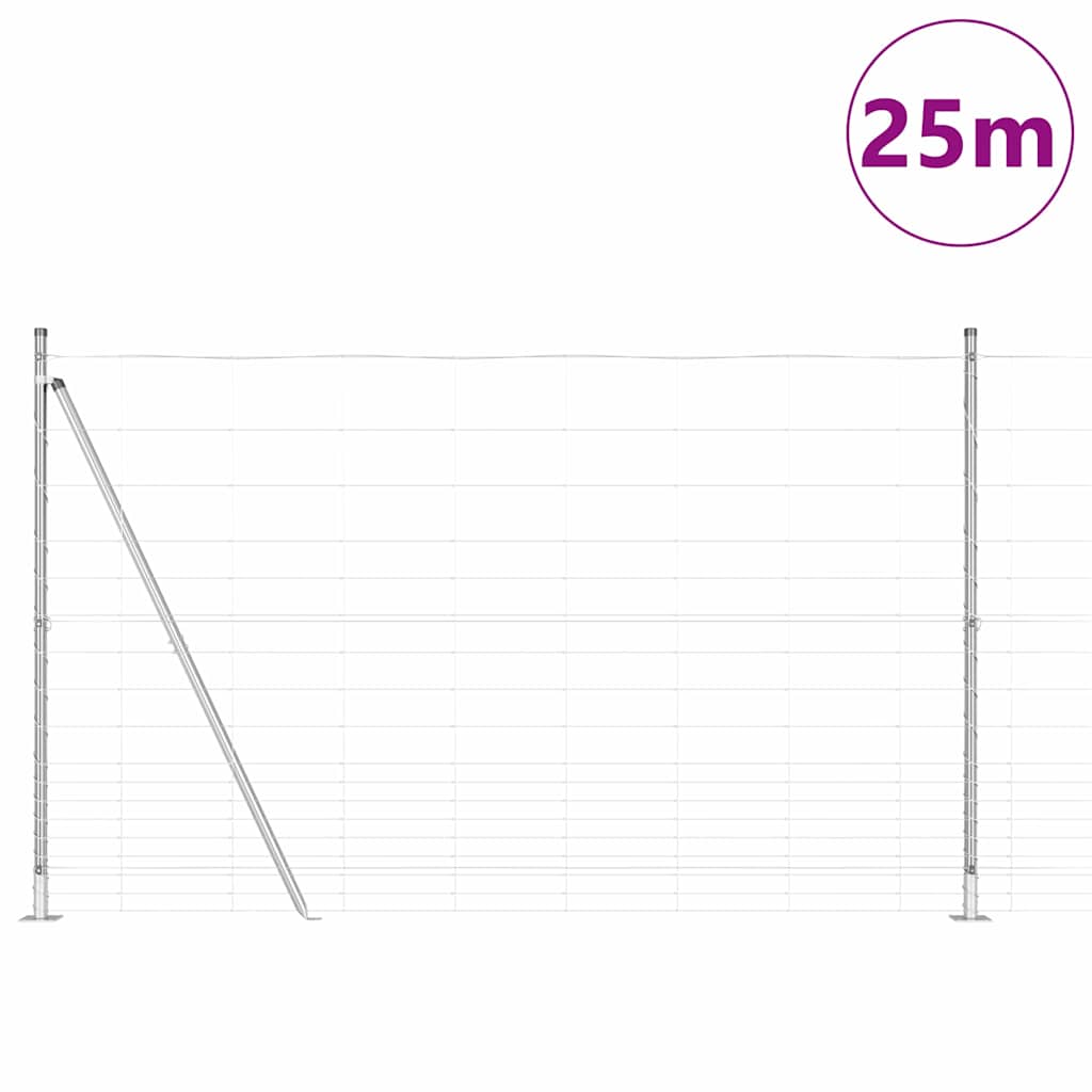 Geschweißter Drahtzaun mit Betonfundament 25 x 1,5 m Silber