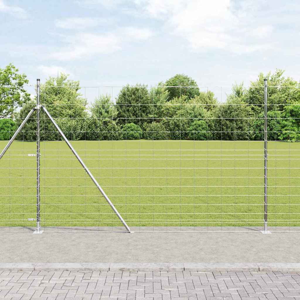 Geschweißter Drahtzaun mit Betonfundament 25 x 1,6 m Silber