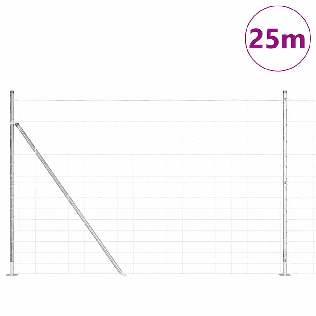 Geschweißter Drahtzaun mit Betonfundament 25 x 1,6 m Silber