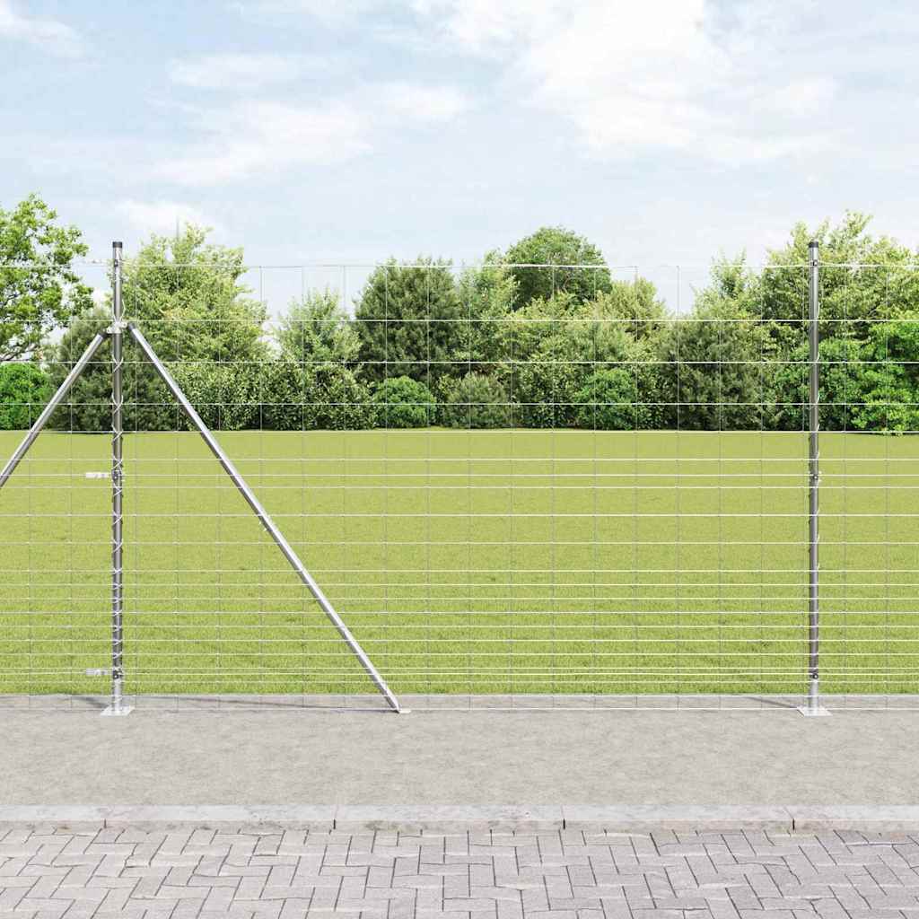 Geschweißter Drahtzaun mit Betonbasis 25 x 1,6 m Silber Netz