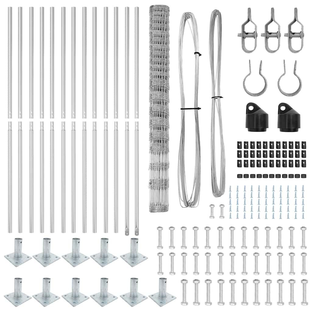 Geschweißter Drahtzaun mit Betonbasis 25 x 1,6 m Silber Netz