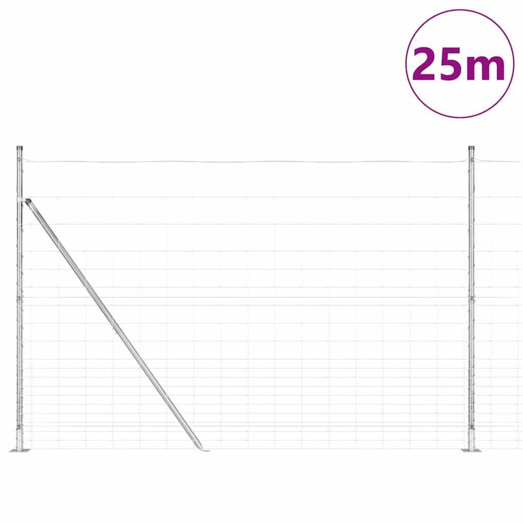 Geschweißter Drahtzaun mit Betonbasis 25 x 1,6 m Silber Netz