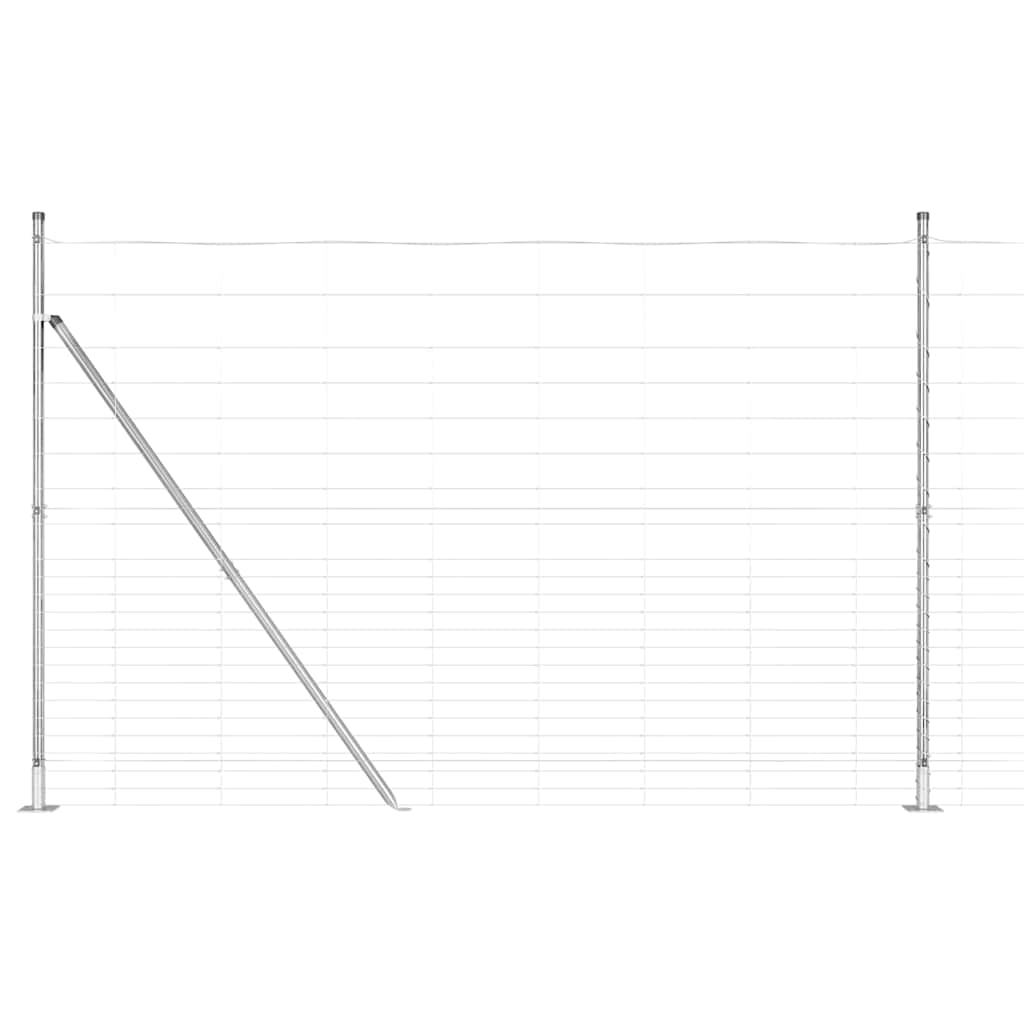 Geschweißter Drahtzaun mit Betonfundament 25 x 1,6 m Silber