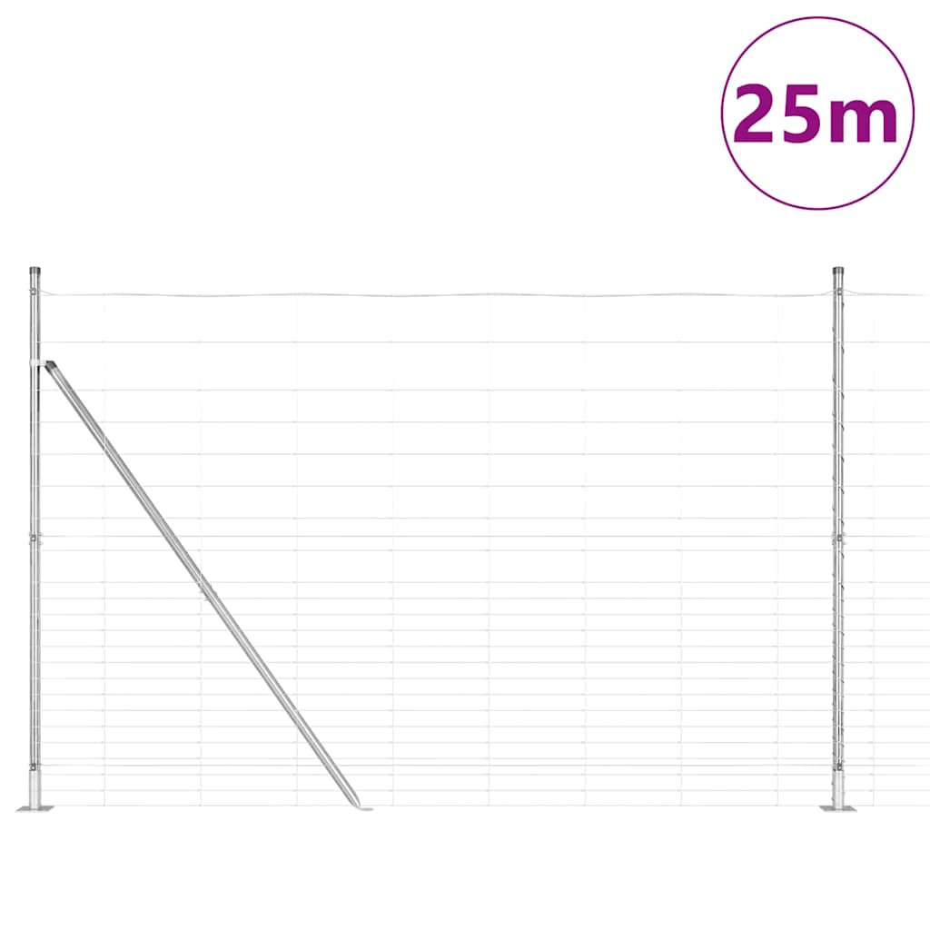 Geschweißter Drahtzaun mit Betonfundament 25 x 1,6 m Silber