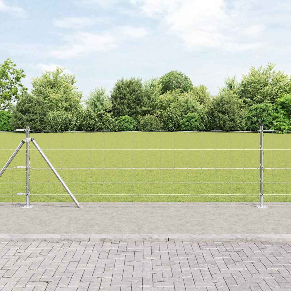 Geschweißter Drahtzaun mit Betonfundament 50 x 0,8 m Silber