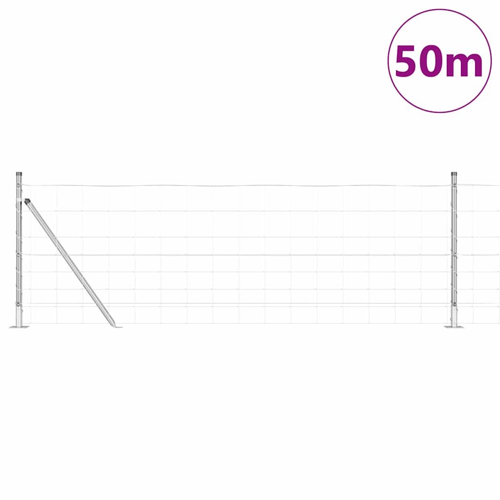Geschweißter Drahtzaun mit Betonfundament 50 x 0,8 m Silber