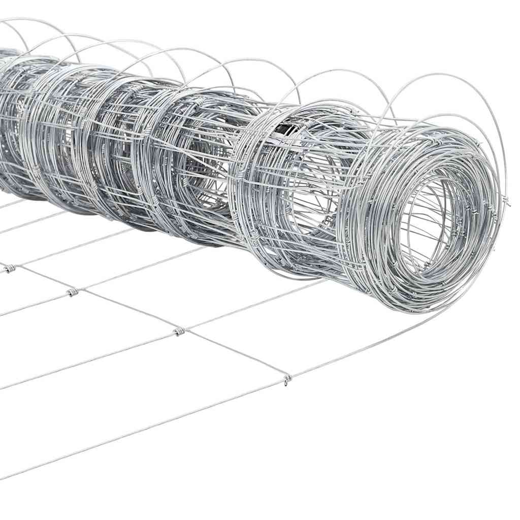 Geschweißter Drahtzaun mit Betonfundament 50 x 1 m Silber Netz