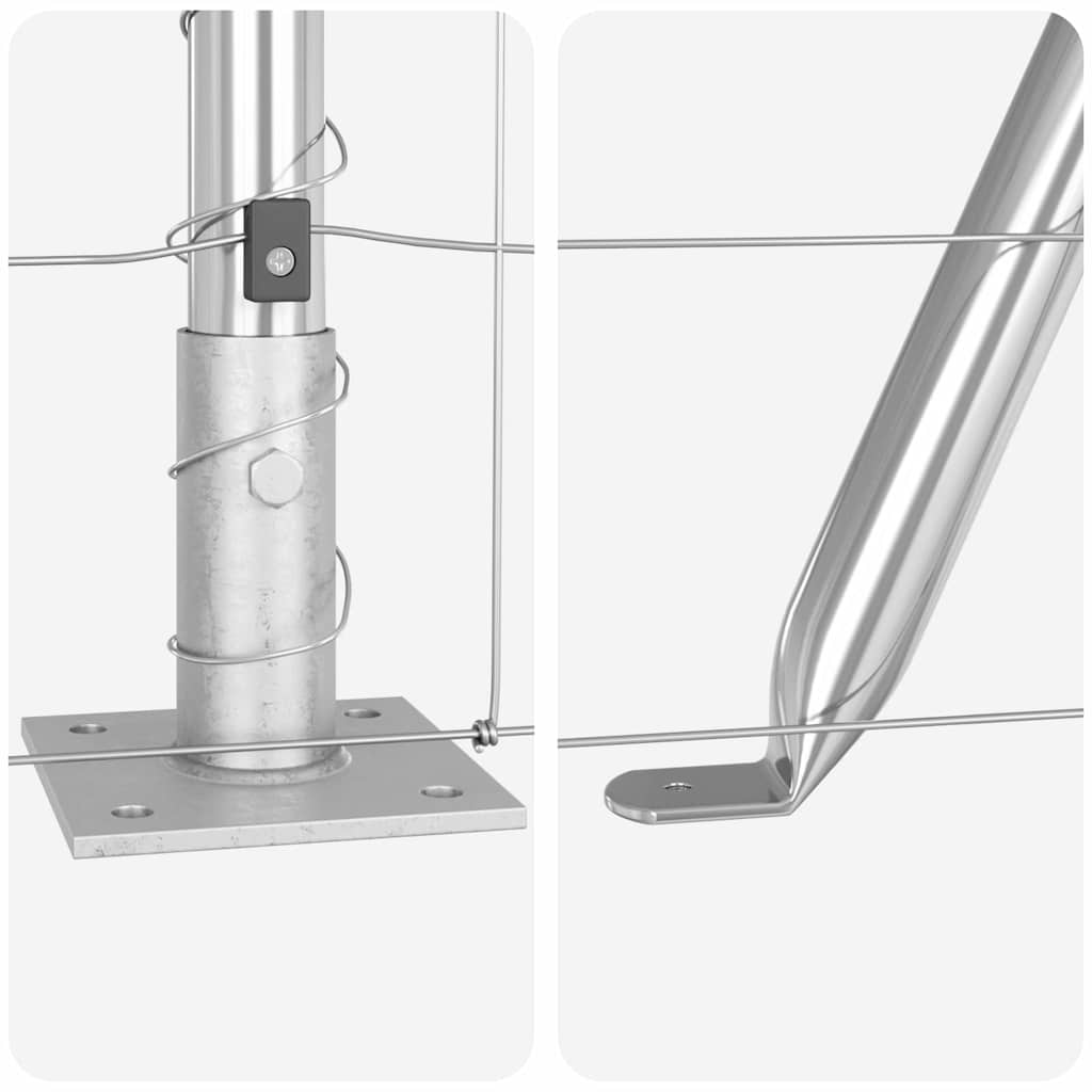 Geschweißter Drahtzaun mit Betonfundament 50 x 1,2 m Silber