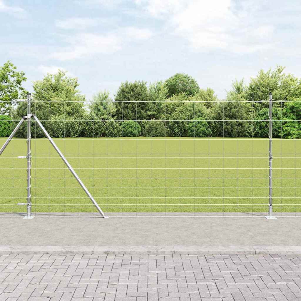 Geschweißter Drahtzaun mit Betonfundament 50 x 1,2 m Silber
