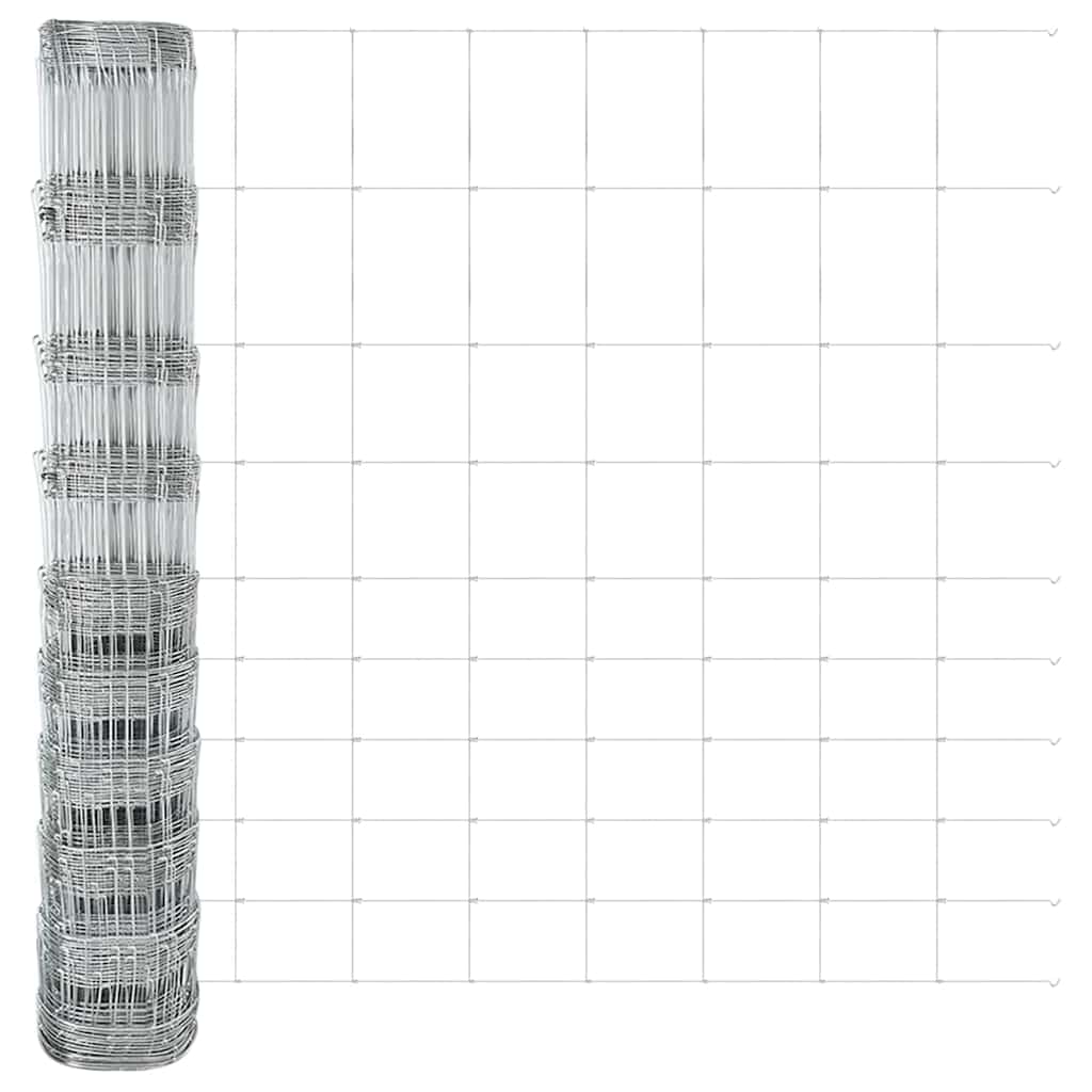 Geschweißter Drahtzaun mit Betonfundament 50 x 1,2 m Silber