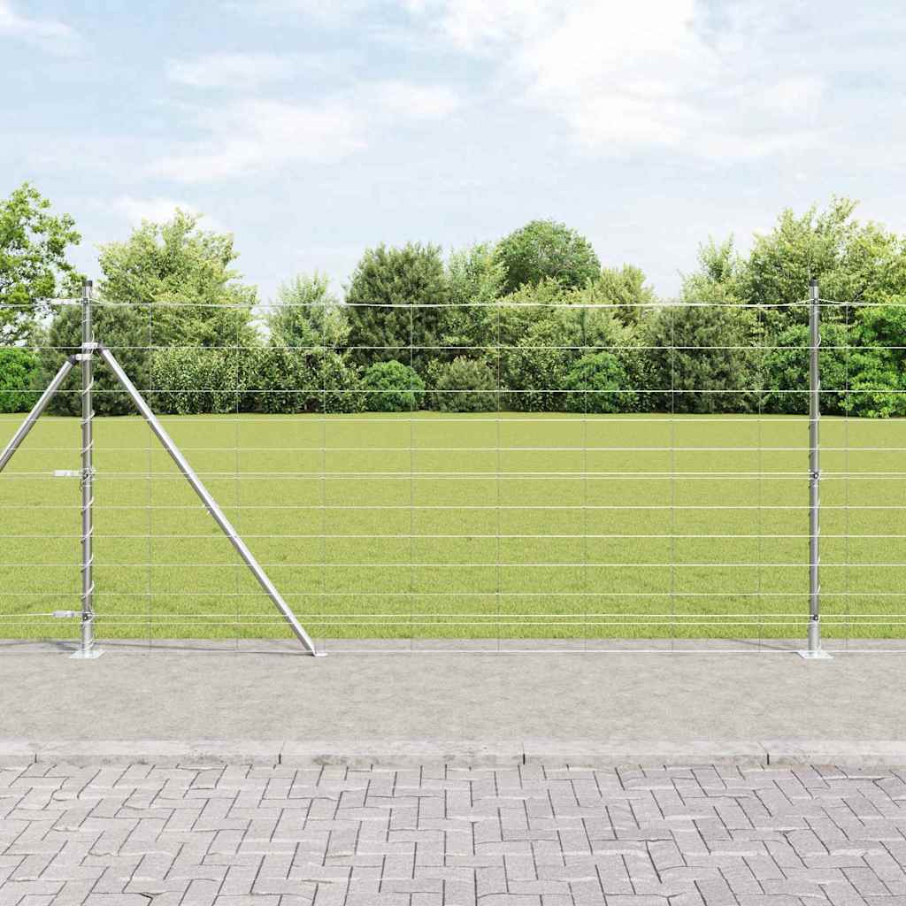 Geschweißter Drahtzaun mit Betonfundament 50 x 1,2 m Silber