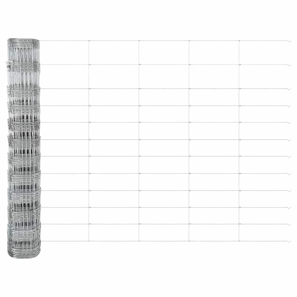 Geschweißter Drahtzaun mit Betonfundament 50 x 1,2 m Silber
