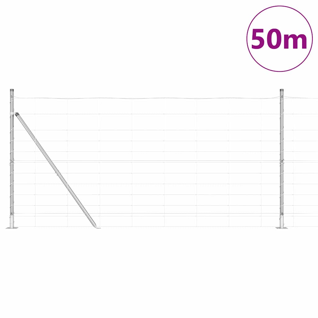 Geschweißter Drahtzaun mit Betonfundament 50 x 1,2 m Silber