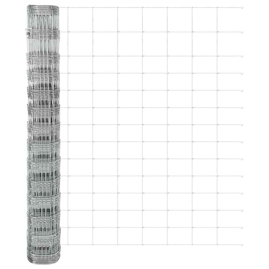 Geschweißter Drahtzaun mit Betonfundament 50 x 1,4 m Silber