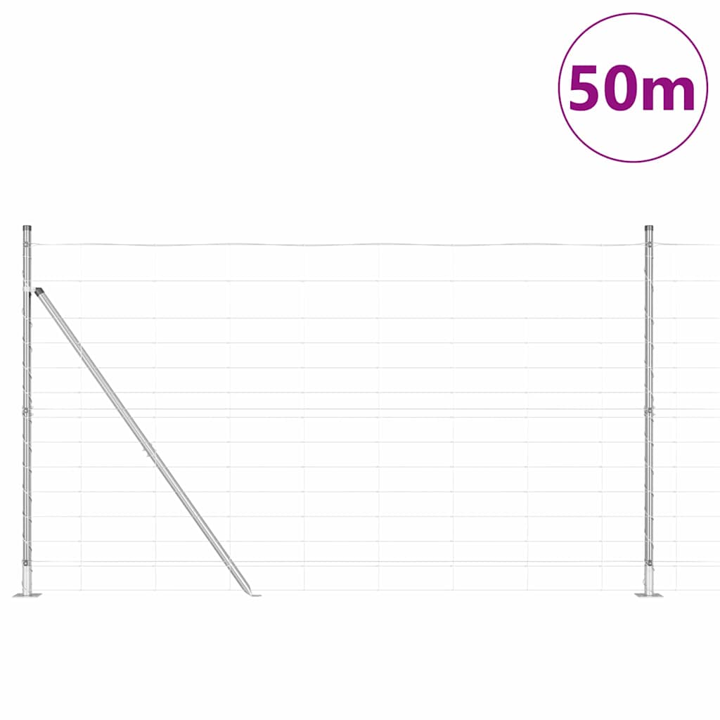 Geschweißter Drahtzaun mit Betonfundament 50 x 1,4 m Silber