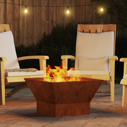 Feuerstelle Rostoptik 60 x 60 x 35 cm Wetterfeststahl