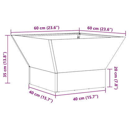 Feuerstelle Rostoptik 60 x 60 x 35 cm Wetterfeststahl