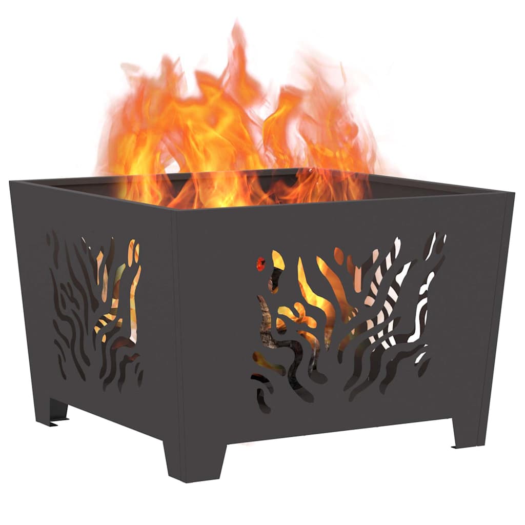 Feuerstelle Schwarz 60 x 60 x 40 cm Wetterfeststahl