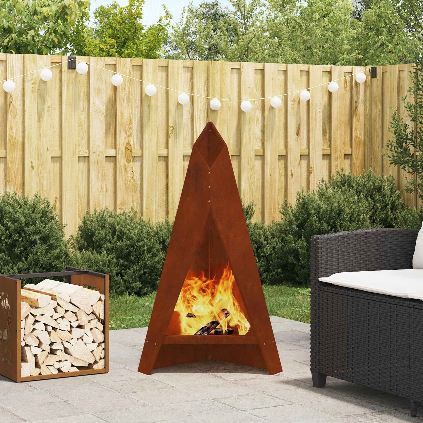 Feuerschale Rostig 58 x 40 x 100 cm Wetterfeststahl