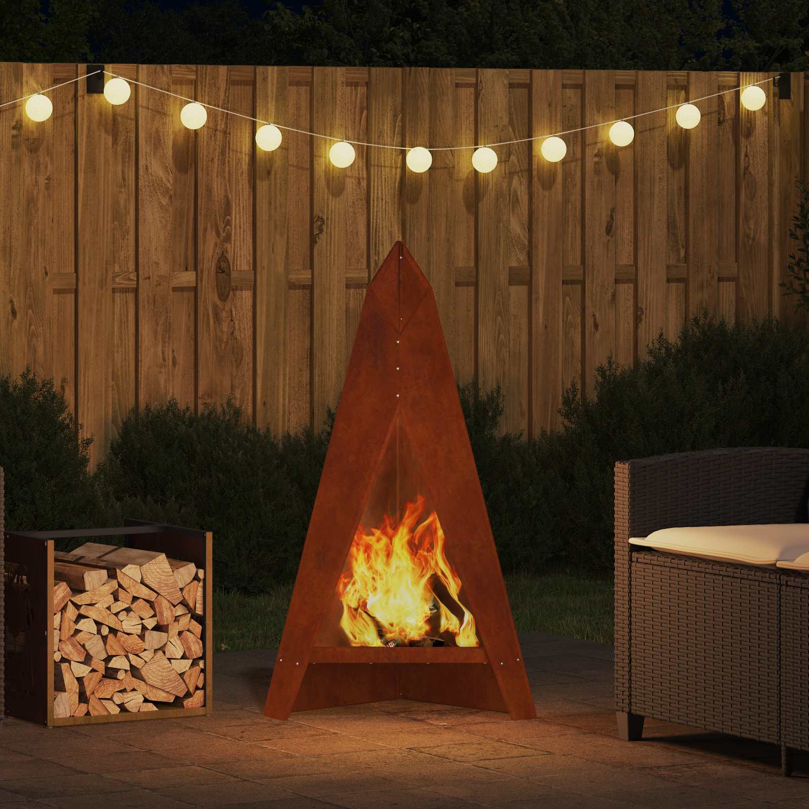 Feuerschale Rostig 58 x 40 x 100 cm Wetterfeststahl