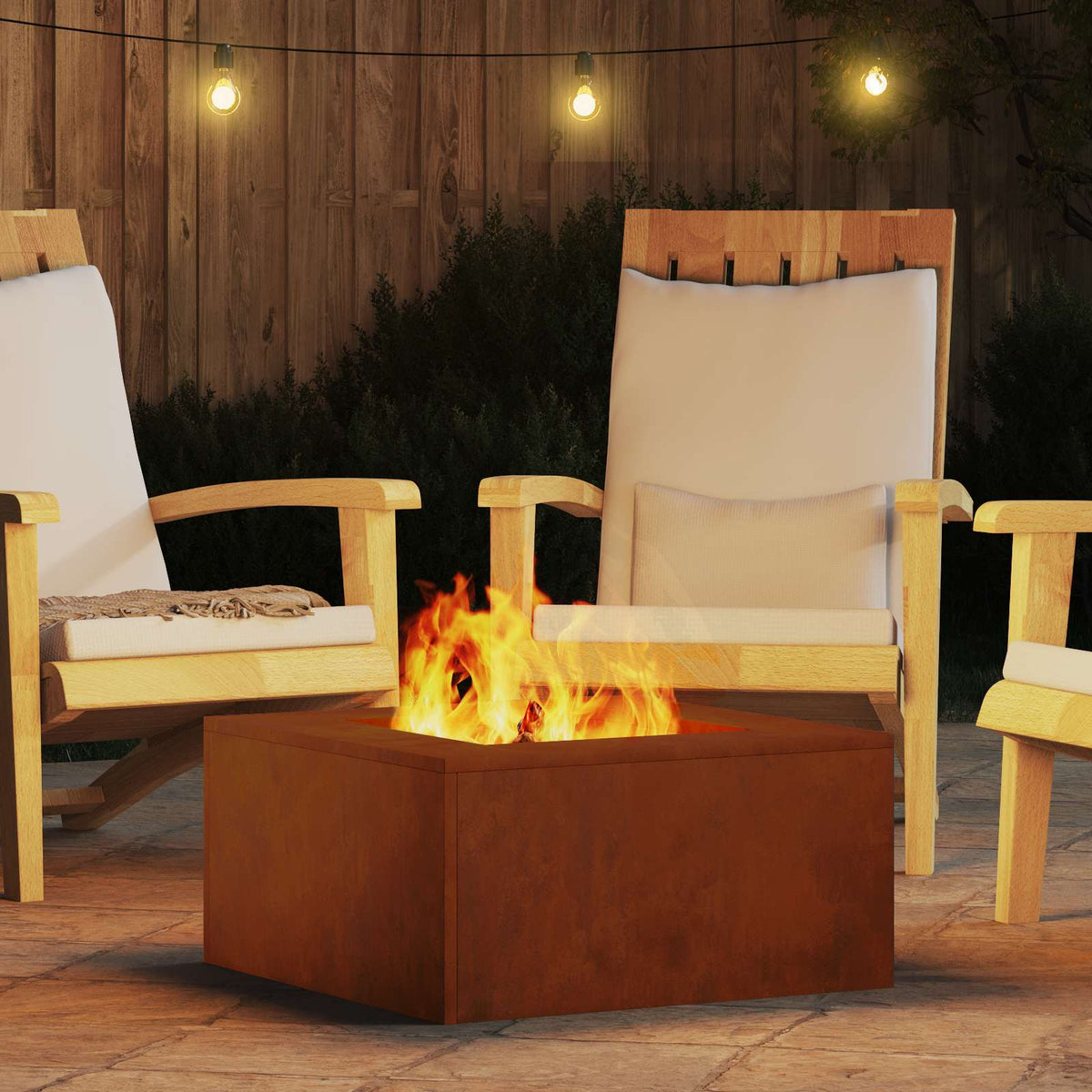 Feuerstelle Rostig 60 x 60 x 30 cm Wetterfeststahl