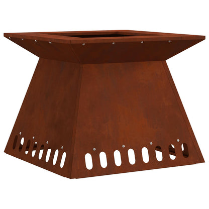 Feuerstelle Rostoptik 48 x 48 x 40 cm Wetterfeststahl