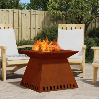 Feuerstelle Rostoptik 60 x 60 x 50 cm Wetterfeststahl