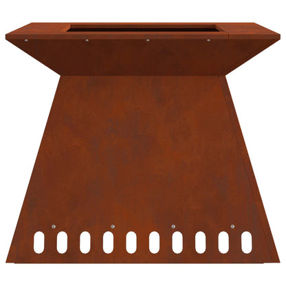Feuerstelle Rostoptik 60 x 60 x 50 cm Wetterfeststahl